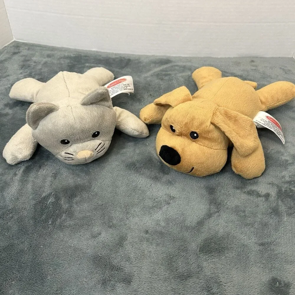 Melissa And Doug Kitty Cat Gray & Tan Puppy Dog Plush Embroidered Eyes 8